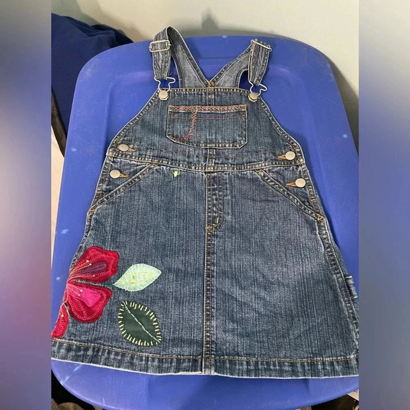 Vintage baby gap embroidered size 4 skirted overalls B2‎ - Picture 1 of 6